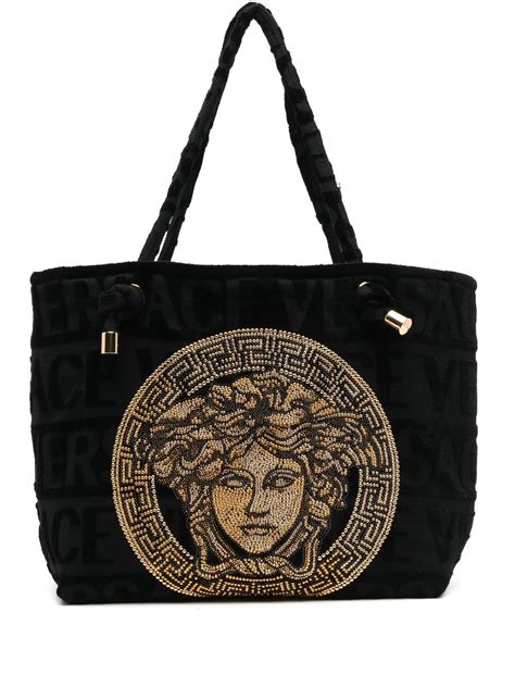 versace tote genuine leather|Versace icon towelling tote.